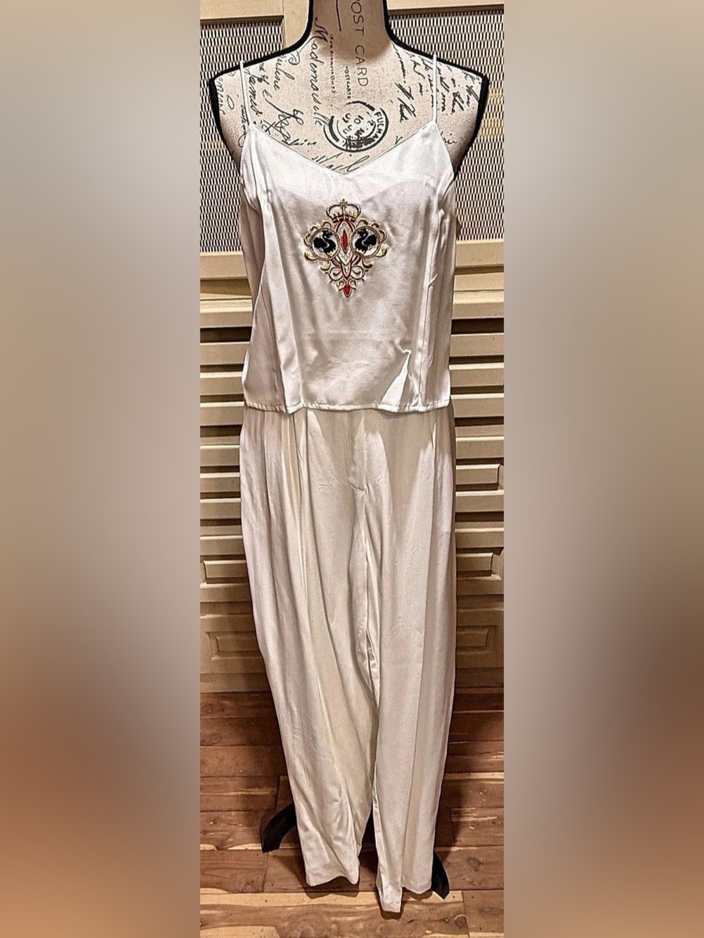 VTG 80s Connie Anderson Audio Rayon Cami & Fully Lined Pleated Pants Set